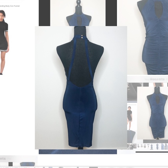 Olive Tree Navy Blue Fitted Halter Dress Size S - Picture 2 of 4